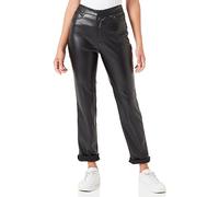 Noisy may Hose aus Kunstleder PU Coated Beschichtet High Waist Pants mit Reißverschluss NMANDY, Farben:Schwarz,Größe Damen:XL/L34,Z - Länge L30/32/34/36/38:L34