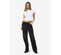 Low-rise-Jeans NOISY MAY "NMNILA LW WIDE JEANS AZ423BL NOOS", Damen, Gr. 27, Länge 30, schwarz (schwarz denim), Denim/Jeans, Obermaterial: 99% Baumwolle, 1% Elasthan, unifarben, modisch, gerade, Jeans
