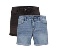 NOISY MAY Jeans Shorts Damen High Waist BeLucky 2er Pack Kurze Hose Bermuda Shorts Hotpants Sommer Basic Denim Stretch Blau Schwarz S, Größe:S, Farbe:Dark Grey & Light Blue (27028348)