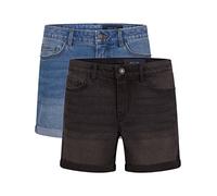 NOISY MAY Jeans Shorts Damen High Waist BeLucky 2er Pack Kurze Hose Bermuda Shorts Hotpants Sommer Basic Denim Stretch Blau Schwarz L, Größe:L, Farbe:Medium Blue & Dark Grey (27028348)