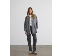 Jeansjacke NOISY MAY "NMALVA L/S DNM SHACKET AZ450MG NOOS", Damen, Gr. S, blau (medium grau denim), Denim/Jeans, Obermaterial: 100% Baumwolle, unifarben, modisch, Langarm, Jacken (37648115-S) medium g