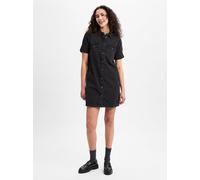 Noisy may Damen Midi Jeans Kleid Denim Dress Modisches Kurzarm Shirtkleid NMNEW, Farben:Schwarz-2, Größe:S