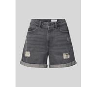NOISY MAY® Jeansshorts im Destroyed-Look Modell 'SMILEY' in Hellgrau, Größe L