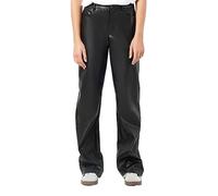 Noisy may Kunstleder Hose Straight Leg High Waist Pants PU Coated Beschichtet Bootcut NMANDY