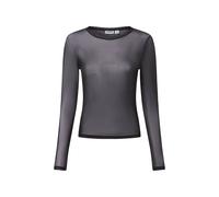 Noisy may Damen Einfarbiges Mesh Langarm Shirt Durchsichtiges Netz Top Stretch Rundhals Oberteil NMJUDITH