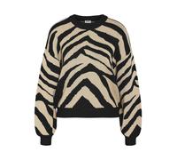 Strickpullover NOISY MAY "NMCHARLOTT L/S O-NECK KNIT FWD NOOS" Gr. XS, black pattern:nomad Damen Pullover (44130147-XS) black pattern:nomad