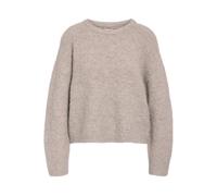 Rundhalspullover NOISY MAY "NMDOLLY L/S O-NECK KNIT FWD NOOS", Damen, Gr. L (40), silber (silber mink), Strick, Obermaterial: 73% Polyester, 13% Nylon, 8% Wolle, 6% Elasthan, unifarben, taillenbedeckt