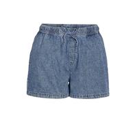 Shorts NOISY MAY "NMENZA MW REG ELAS SHORTS MG004MB NOOS", Damen, Gr. S, N-Gr, medium blau denim, Web, Obermaterial: 100% Baumwolle, unifarben, relaxed fit ca. Mitte Oberschenkel, Hosen Shorts (852349