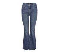 Bootcut-Jeans NOISY MAY "NMKAREEN HW FLARE LEG JEANS AZ436MB NOOS", Damen, Gr. 29, Länge 32, blau (medium blau denim), Denim/Jeans, Obermaterial: 99% Baumwolle, 1% Elasthan, unifarben, Jeans (86807144