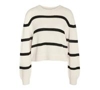 Noisy May NMMAYSA L/S STRIPE O-NECK KNIT NOOS Strickpullover creme in XS