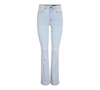 Bootcut-Jeans NOISY MAY "NMSALLIE HW SKINNY FLAR VI515LB FWD NOOS", Damen, Gr. 28, Länge 32, blau (light blau denim), Denim/Jeans, Obermaterial: 75% Baumwolle, 18% Polyester, 5% Viskose, 2% Elasthan,