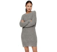 Strickkleid NOISY MAY "NMSIESTA L/S O-NECK KNIT DRESS NOOS" Gr. XS, N-Gr, grau (medium grey melange) Damen Kleider (31641160-XS) medium grey melange