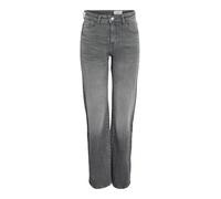 Straight-Jeans NOISY MAY "NMYOLANDA NW WIDE JEANS AZ371DG NOOS" Gr. 27, Länge 32, blau (dark grey denim) Damen Jeans (13616853-27) dark grey denim