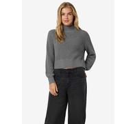 Stehkragenpullover NOISY MAY "NMDARA L/S HIGH NECK KNIT FWD NOOS", Damen, Gr. XS, grau (medium grau melange), Strick, Rippstrick, Obermaterial: 70% Baumwolle, 30% Polyester, unifarben, modisch, Langar