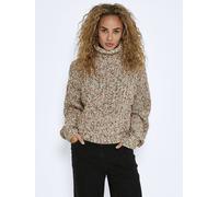 Rollkragenpullover NOISY MAY "NMMARNEY L/S HIGH NECK KNIT FWD NOOS", Damen, Gr. M, bunt (eggnog detail:multi clr. yarn), Strick, Obermaterial: 50% Polyester, 40% Polyacryl, 10% Wolle, gemustert, regul