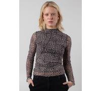 Noisy May - Steffi High Neck Mesh Oatmeal Leo - Oberteil - Braun - M - 95% Polyester, 5% Elastan Braun M