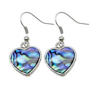 NOLITOY 1 Paar Herzförmige Abalone Muschel Ohrringe mit Metallfassung Natürlicher Damen Ohrschmuck Bunte Muschelohrringe für Mädchen Modische Tropfen Ohrhänger für Alltag und Party