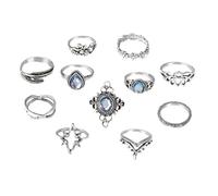 NOLITOY 11 Stück Teiliges Alloy Ringe Damen Vintage Fingerringe mit Sternen Blattmotiv Verstellbare Knöchel Zwischengliedringe Leicht Modisch Stilvoll für Alltag und Party