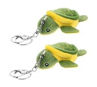 NOLITOY 2 Stück Fluffiger Plüsch Schildkröten Schlüsselanhänger mit Stabilem Metallclip Weiches Stofftier design als Rucksack anhänger und Taschen deko Langlebig und Farbenfroh