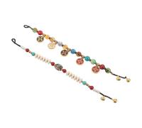 NOLITOY 2 Stück Handgefertigte Perlenarmbänder Damen Ethno Stil mit Natursteinperlen Bunt Weich für Sommerurlaub Strand und Festivals