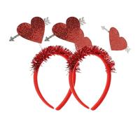 NOLITOY 2 Stück Herzförmige Party Haarbänder Filz Haarreif mit Pfeil Design Rotes Stirnband für Valentinstag Hochzeit Festtags Dekoration