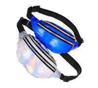 NOLITOY 2 Stück Holographische Bauchtasche Damen Metallic PU Gürteltasche mit Großem Fassungsvermögen für Party Festival Reisen Joggen Wandern Schimmernde Brusttasche im Retro Stil