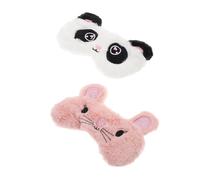 NOLITOY 2 Stück Praktische Cartoon Schlafmaske Flauschige Augenbinde mit Elastischem Band für Erwachsene Weiche Atmungsaktive Schlafbrille in Verschiedenen Farben für Erholsamen Schlaf