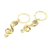 NOLITOY 2 Stück Schlüsselanhänger mit Musiknoten und Mikrofon Metall Golden Kompakt als Geschenk für Musiker und Musikliebhaber Taschen und Rucksackanhänger