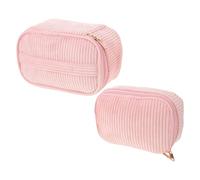 NOLITOY 2 Stück Teiliges Corduroy Make-up-Tasche Tragbare Kosmetiktasche mit Reißverschluss und Handgriff Große Kapazität Makeup Organizer Weiches Cord Material Stilvoll und Robust für