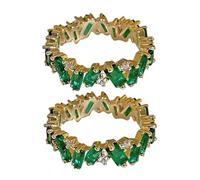 NOLITOY 2 Stück Verstellbarer Damenring mit Grünem Zirkon Eleganter Schmuck für Frauen Verstellbarer Zirkonia verlobungsring Leichter Komfortabler Ring für Hochzeit und Alltag