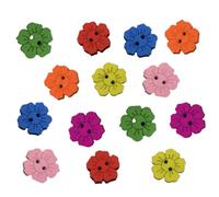 NOLITOY 200 Bunte Holzknöpfe Blumenmuster 15mm Zweilochig Selbstgemacht Bastelzubehör für Nähen Kleidung Schuhe