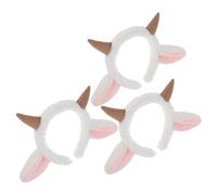 NOLITOY 3 Stück Cartoon Stirnband Lammhörner aus Plüsch Tierkostüm Haarreif für Halloween Karneval und Bauernhof Party Khaki Einheitsgröße