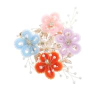 NOLITOY 4 Stück Handgefertigte Teilig Hochzeit Haarschmuck mit Blumen und Perlen Traditionelle Braut Haarspangen für Braut Brautjungfern und Festliche Anlässe Leicht und Vielseitig für
