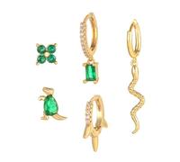 NOLITOY 5 Stück Teiliges Ohrschmuck Grünen Zirkonia Tierdesigns Inklusive Kleinen Schlangen Dinosaurier-ohrringen Creolen und Ohrsteckern Modisch für Damen und Alltagsschmuck