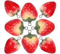 NOLITOY Erdbeer Charme 3D Resin 8 Stück mit Öse für Selbstgemacht Halskette Armband und Ohrring Bastelzubehör Geschenk für Schwester und Mutter