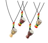 NOLITOY Kleiner Afrikanische Trommel Halskette 4 Stück Anhänger Schmuck Mix Stil Strapazierfähiges Material Dekorative Halsketten Für Festivals Strandpartys