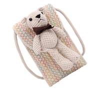 NOLITOY Kleiner Umhängetasche für Damen mit Bärenmotiv, Beige Stricktasche | Bequemer Schulterriemen, Magnetverschluss, Feine Verarbeitung, Praktische Aufbewahrung für Mädchen Unterwegs