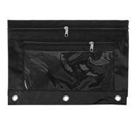 NOLITOY Reißverschlusstasche für Ordner Federmäppchen aus Netzgewebe mit Zwei Transparenten Fächern Stifteetui für Büro und Schülerbedarf