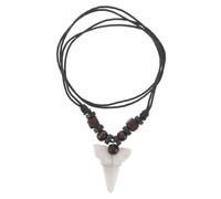 NOLITOY Resin Haizahn Anhänger Halskette Für Herren Verstellbare Handgeflochtene Wachsband Surferkette Mit Holzperlen Vintage Boho Strand Schmuck Modisches Geschenk Für Freunde