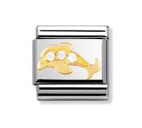 Nomination Classic - TIERE - WASSER Edelstahl, 18K-Gold und Cubic Zirc. (Delphin WEISS) weiß