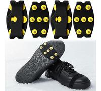 Non-Slip Spikes Smooth Ice Ice Shoe Spikes, Shoe Claws with 7 Teeth, Universal Non-Slip Gripper Anti-Slip for Overlay, Grips for Shoes, Boots (Schwarz 2 Paar)