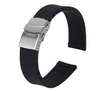 NONDK Uhrenarmband mit Schnalle aus Silikon, Kautschuk, wasserdicht, 20 mm, Sport, Schwarz , Riemen
