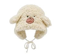 NONGYU Bärenklappe Skimütze Ohr Plüsch Trapper Winter Warm Hooded Fleece Earflap Bear Ear Hat, beige, adult cap