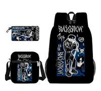 Noowye Luka/Mizi Rucksack Anime 3 Stück Set Ivan/Till Schulranzen Rucksack mit Umhängetasche Federtasche Cartoon 3D-Druck Schulrucksack Set