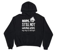 Nope Still Not Having Kids My Dog Is Allergic Lustiger Unisex-Kapuzenpullover aus schwerem Baumwollmischgewebe, Schwarz, Schwarz , XS Plus