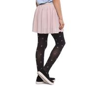 NOQ Ballettkleidung Mädchen - Glitzer Strumpfhose mit Punkten, 40 Den - Graphit, Größe 122/128, Alter 7-8 Jahre