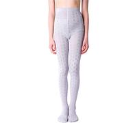 NOQ Mädchen Strumpfhose mit 3D-Effekt Muster Uni Tanz Gymnastik Fancy Outfit Little Princess, Berenika Ash 7-8 Jahre (122-128 cm)