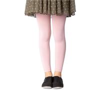 NOQ Mädchen Strumpfhose ohne Fuß in voller Länge Leggings knöchellanger Rock Tunika Kleid Schule Tanz Ballett blickdichte Mikrofaser, Powder Pink 10/11 Jahre (140/146 cm)