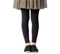 NOQ Mädchen Strumpfhose ohne Fuß in voller Länge Leggings knöchellanger Rock Tunika Kleid Schule Tanz Ballett blickdichte Mikrofaser, Nero 10/11 Jahre (140/146 cm)