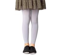 NOQ Mädchen Strumpfhose ohne Fuß in voller Länge Leggings knöchellanger Rock Tunika Kleid Schule Tanz Ballett blickdichte Mikrofaser, Paloma Grey 10/11 Jahre (140/146 cm)